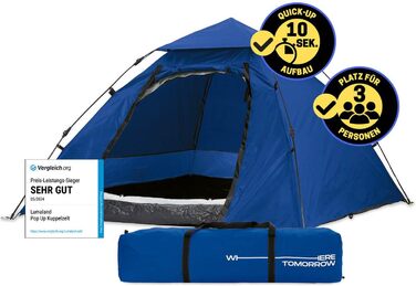 Намет Lumaland Outdoor Pop Up для 2-3 осіб, купольний, швидкорозкладний, для кемпінгу, подорожей, трекінгу та фестивалів, 215x195x120 см, з сумкою