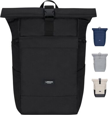 Рюкзак LARKSON No 4 Rolltop 21 л для жінок і чоловіків, з відділенням для ноутбука 16'', для університету, роботи та велосипеда, дорожній рюкзак з кріпленням на валізу