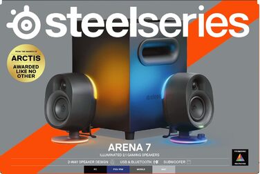 SteelSeries Arena 7 - 2.1-канальна акустична система для геймінгу з RGB підсвічуванням, чорна