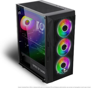 Корпус для ПК Spirit Of Gamer Rogue 7, RGB підсвітка, 6 ARGB вентиляторів 120 мм, сумісний з mATX, середній геймерський корпус із загартованим склом, оптимізований для охолодження