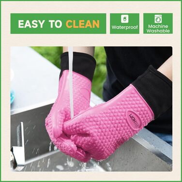 Силіконові рукавички GEEKHOM для гриля та кухні, жаростійкі, водонепроникні, неслизькі, з пальцями, для барбекю, мікрохвильової печі