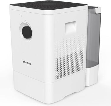 Зволожувач повітря BONECO W400 знімний бак 12 л, для кімнат до 60 м², дуже тихий 25 дБ, режими SLEEP і BABY, керування через додаток, мийка повітря, білий