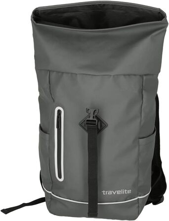 Рюкзак travelite Rolltop водонепроникний, велосипедний, міський, з роллтоп-застібкою та світловідбивачами, 19 л, 48 см, сірий (антрацит)