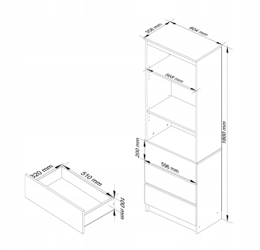 Стелаж Akord 60 x 180 x 35 см, дуб сонома