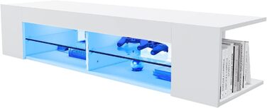 Тумба під телевізор SONNI, 135x35x70 см, дерев'яна, з 2 шафками, 3 відкритими полицями, кабель-менеджментом, металеві ніжки, для ТВ до 60 дюймів, для вітальні, їдальні та спальні