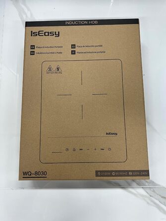 Індукційна плита IsEasy на 1 конфорку, 2100 Вт, 28 см, чорна, портативна, з таймером на 8 годин, 9 режимів нагріву, захистом від дітей