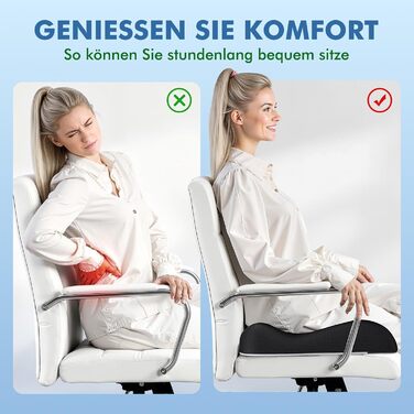 Ортопедична подушка для сидіння Benazcap з ефектом пам'яті (Memory Foam) – ергономічна подушка для розвантаження тиску в авто, офіс, геймінг та дім, зі знімним чохлом, 45*41*8 см