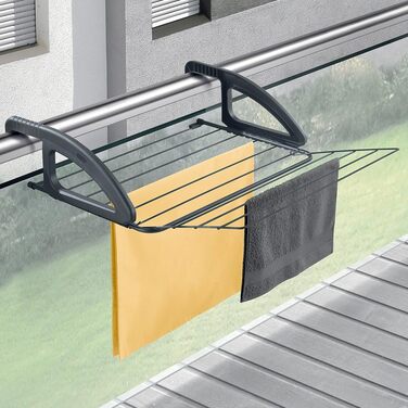 Сушарка для білизни Metaltex, металева, чорна матова, для радіатора та балкона, 62x61x17 см