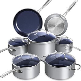 Набір посуду Nuwave Healthy Duralon Blue Ceramic 12 предметів: антипригарне, стійке до подряпин, без PFAS, для індукції, склокришки