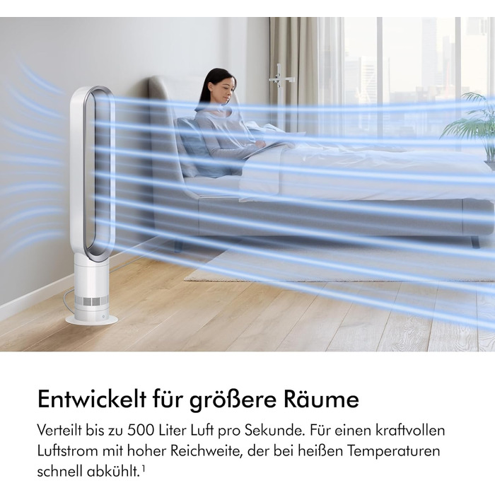 Вентилятор без лопатей Dyson Cool AM07: Потужний, тихий, з пультом, 10 швидкостей, поворот 70° для великих приміщень