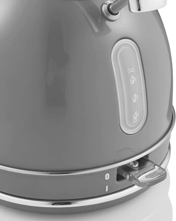 Електрочайник Swan Retro 1,8 л, 3000 Вт, вінтажний дизайн, Strix, бездротовий, BPA-free нержавійка, сірий