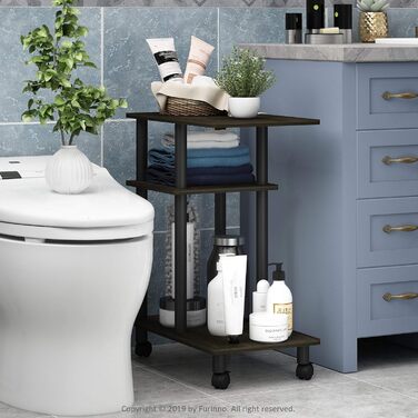 Стіл-підставка на колесах Furinno для дивана, дерево, еспресо/чорний, 29.5x50x56.8 см