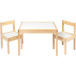 Дитячий стіл з 2 стільцями Ikea LATT, білий, натуральне дерево