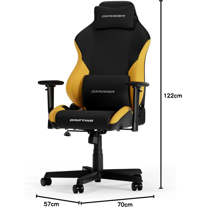 Ігрове крісло DXRacer DRIFTING L, чорне/жовте, EPU шкіра, оригінал