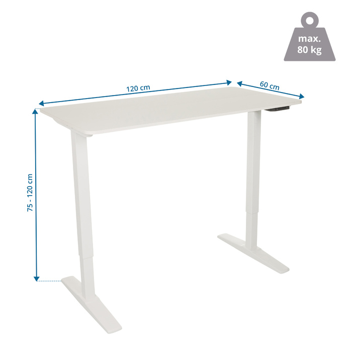 Письмовий стіл STAND BASIC 120 x 60 електричний регульований по висоті білий hjh OFFICE