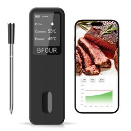 Бездротовий термометр для м'яса BFOUR 2025 з Bluetooth, подвійний сигнал, моніторинг через додаток, водонепроникний IP67, для гриля, печі, коптильні, ротатерії