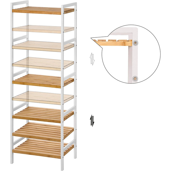 SONGMICS Regal Bambus - Поличкова стійка з бамбука, 5 ярусів, 31.5 x 45 x 142 см, для ванної, кухні, вітальні, спальні, балкону