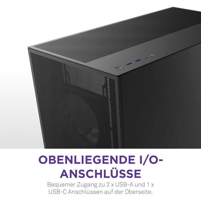 Корпус NZXT H7 Flow RGB для ПК, Mid-Tower ATX, з RGB-вентиляторами, підтримкою підлогових вентиляторів для прямого охолодження відеокарти, 360 мм, чорний
