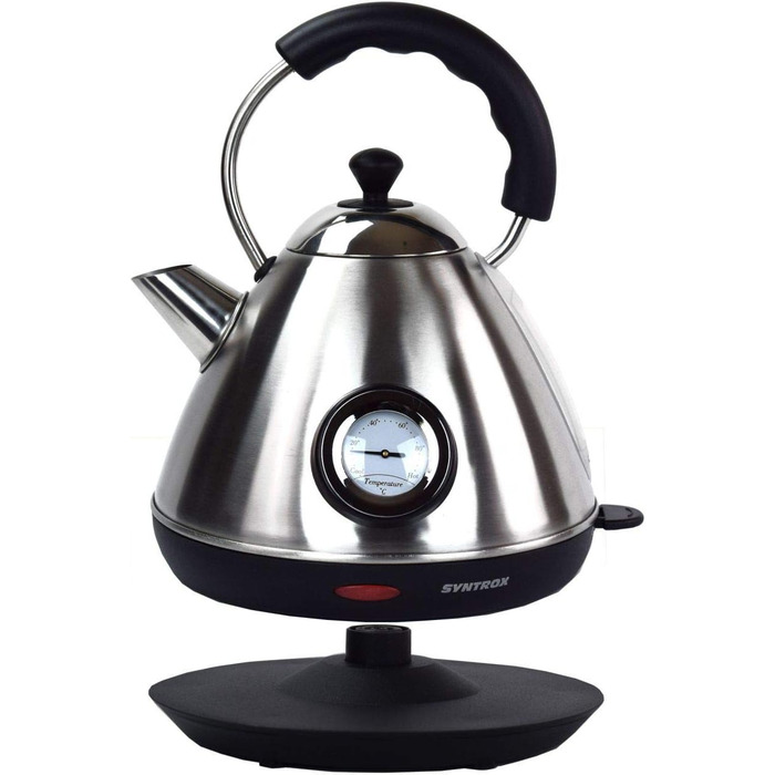 Електрочайник Syntrox Germany WK-2200W-1.7T 2200 Вт 1,7 л нержавіюча сталь з термометром, бездротовий, 360°