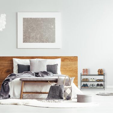 Металевий взуттєвий стелаж Relaxdays на 3 рівня, розширюваний, для передпокою, 50x70x26 см, відкритий, золотий, на 9 пар взуття