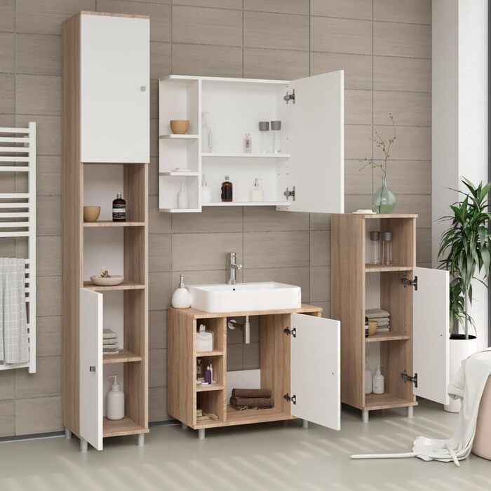 Тумба під умивальник Vicco Fynn, 60x54 см, дуб сонома/білий