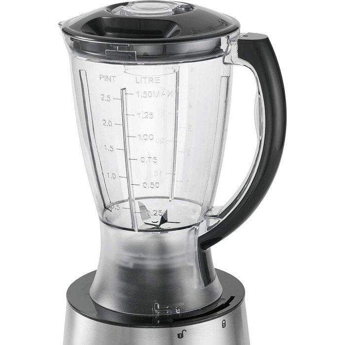 Кухонний комбайн Clatronic KM 3646, 500 Вт, 4 швидкості, нержавіюча сталь, міксер 1,5 л, подрібнювач 1,0 л, для нарізки та терки