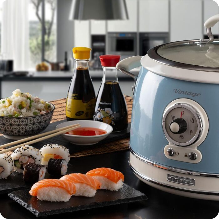 Мультиварка Ariete Vintage 2904 блакитна 3.5л для рису, приготування на пару, повільного приготування з керамічним антипригарним покриттям 650W