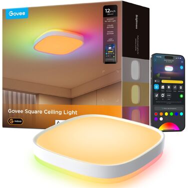 Розумна світлодіодна стельова люстра Govee RGBIC 24W, 2400лм, диммер, 30x30см