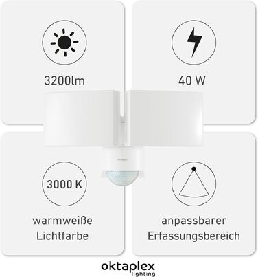 Світильник зовнішній LED Oktaplex Cali Dos Motion 40W з датчиком руху, IP65, тепле біле світло 3000K, антрацит, Master-функція