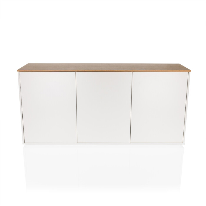 Сервант KELO S 160x40x76 см, 3 дверцята, білий/дуб hjh LIVING