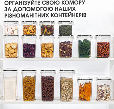 Набір контейнерів для зберігання Vtopmart, 16 шт, герметичні, BPA-free, для кухні, з кришками, для борошна, цукру, круп, з маркером і етикетками
