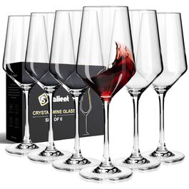 Набір келихів для вина PROST! 6 шт., 491 мл, з кришталевого скла без свинцю, для червоного та білого вина, 496 мл, підходить для миття в посудомийній машині