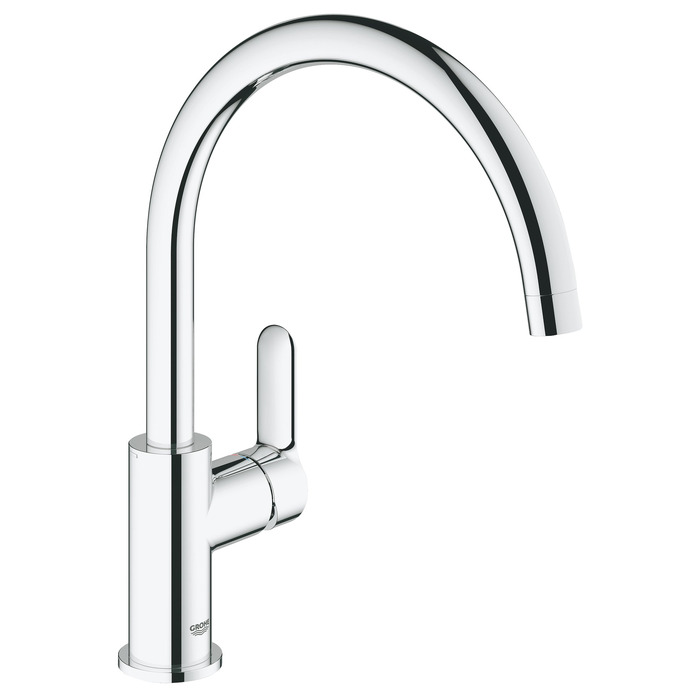Змішувач кухонний GROHE BauEdge з високим виливом, хромований (31367000) - керамічний картридж, поворотний на 360°