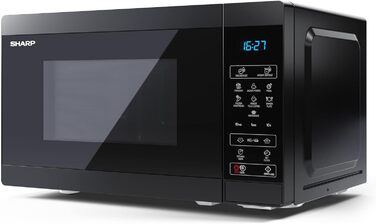Мікрохвильова піч SHARP MS02EB, 800 Вт, 11 режимів, розмір 44x25,8x32,4 см, чорна, з функцією розморожування