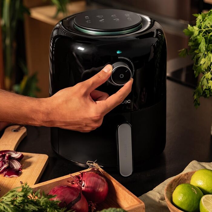 Аерофритюрниця Cecotec Cecofry Pixel 2500, 2,5 л, 1200 Вт, без олії, дієтична, компактна, механічне управління, таймер, регулятор температури, технологія гарячого повітря, нековзка основа