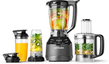 Блендер Nutribullet Full Size Combo 1200/1500 Вт, електричний, професійний, 1,89 л, чорний, NBF500MB, з чашами 946 мл і 710 мл