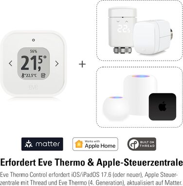Розумний термостат для радіатора Eve Thermo Control (Matter), білий