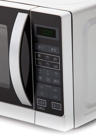 Мікрохвильова піч з грилем Sharp R742INW, 25 л, 900 Вт, срібляста, LED-дисплей, 8 програм, розморожування за вагою, дитячий захист, енергозбереження
