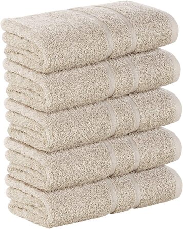 Преміум рушники для ванни StickandShine, 100x150 см, 5 шт, 100% бавовна, 500 г/м², кремово-пісочний, махрові