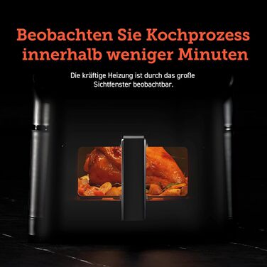 Фритюрниця повітряна COSORI Clear Blaze XXL 6,2 л, 12-в-1, з оглядовим вікном, Shake-Reminder, 80 рецептів, енергозберігаюча, чорна