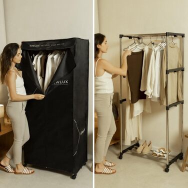 Портативний електричний сушарка для одягу Newlux Secadry (1200W) з UV-дезінфекцією, місткість 15 кг, 4 режими, таймер 180 хв, чорний