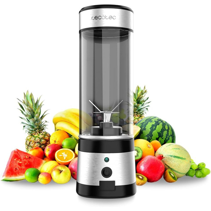 Портативний блендер Cecotec Power Titanium 300 EasyGo: 350W, подрібнює лід, 4 леза з титановим покриттям, 2 кухоль та 2 кришки