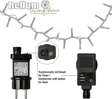 Гірлянда LED hellum 15,98 м, 800 LED, теплий білий, з таймером, для вулиці та приміщень, електрична, для ялинки, зі шнуром