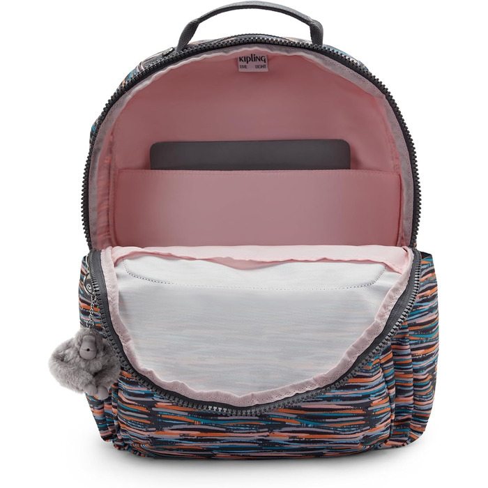 Великий рюкзак Kipling SEOUL синього кольору з принтом Mineral Stripes
