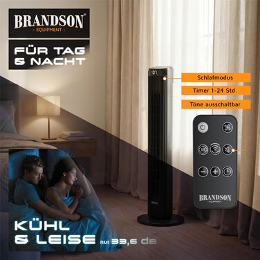 Вентилятор підлоговий Brandson ECO Design DC мотор, 12 швидкостей, з пультом, тихий, коливання