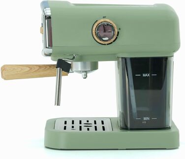 Напівавтоматична кавомашина Kai Espresso 1050 Вт, 15 Бар, на 5 чашок, з капучинатором та підігрівом чашок, матово-зелена