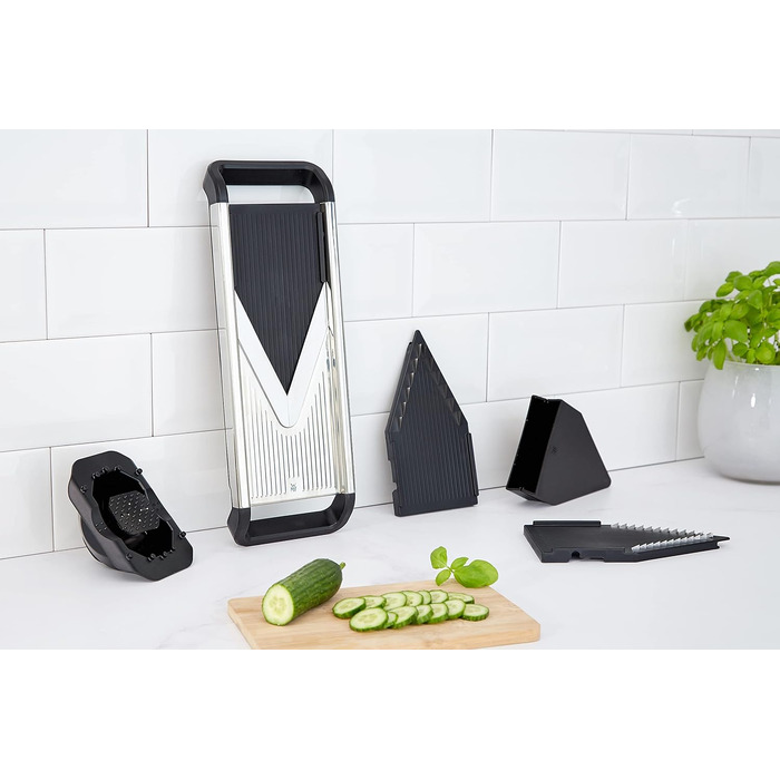 WMF Top Tools Овочерізка Cromargan Edelstahl 37x12.5 см з контейнером та захистом пальців