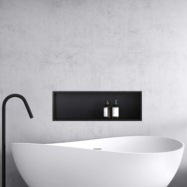 Душова ніша Mai & Mai 30x90x8,3 см, чорна, сталева, настінна, для ванної кімнати, монтаж під плитку
