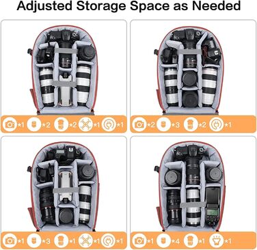 MOSISO рюкзак для камери, водонепроникний жорсткий футляр для DSLR/SLR/бездзеркальних фотоапаратів, з відділенням для ноутбука 15-16 дюймів і тримачем для штатива, сумісний з Canon, Nikon, Sony, червоний