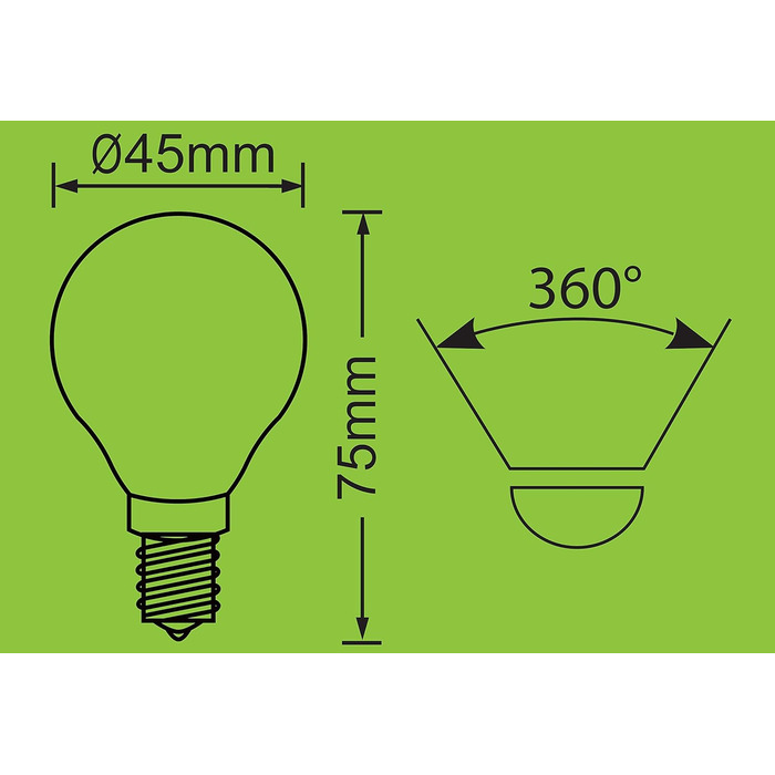 Світлодіодна лампа Trango E14002-3, 5 Вт, 450 Лм, 3000K, кулька, E14, 3 шт. – LED філаментна лампочка, заміна 40Вт, тепле біле світло, кут 360°